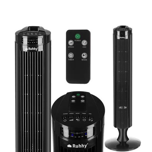 Ventilator tip turn, telecomanda, 50W, indicator LED, functie oscilatie, 3 trepte de viteza, cronometru, negru - imagine 10